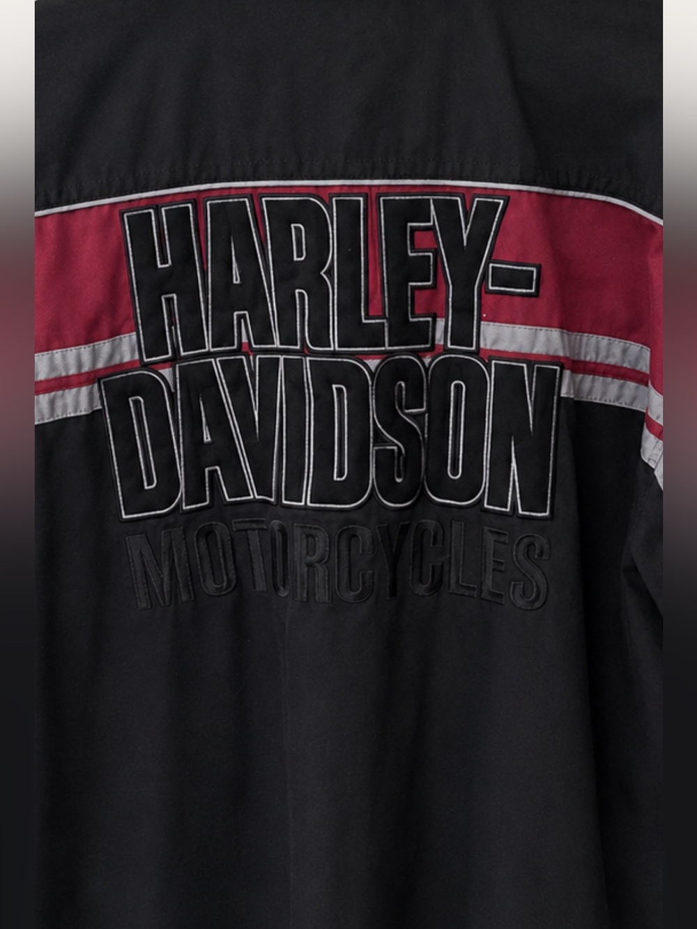 Harley-Davidson Black/Burgundy/Gray Short Sleeve Button-up. - Picture 5 of 6